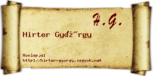 Hirter György névjegykártya